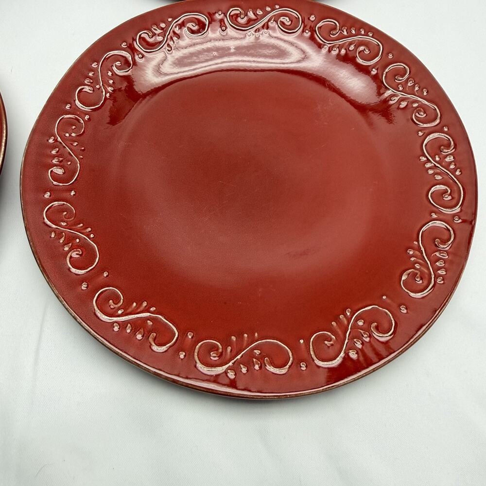 Majoliche Jessica Italy Red Platter Replacement Ceramic Scroll Dinner Plate 11"